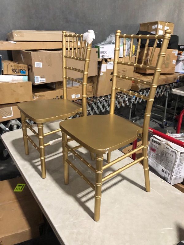 Photo 3 of ***USED - DAMAGED - CHIPPED***
2 Pack Flash Furniture HERCULES Series Gold Wood Chiavari Chair Gold