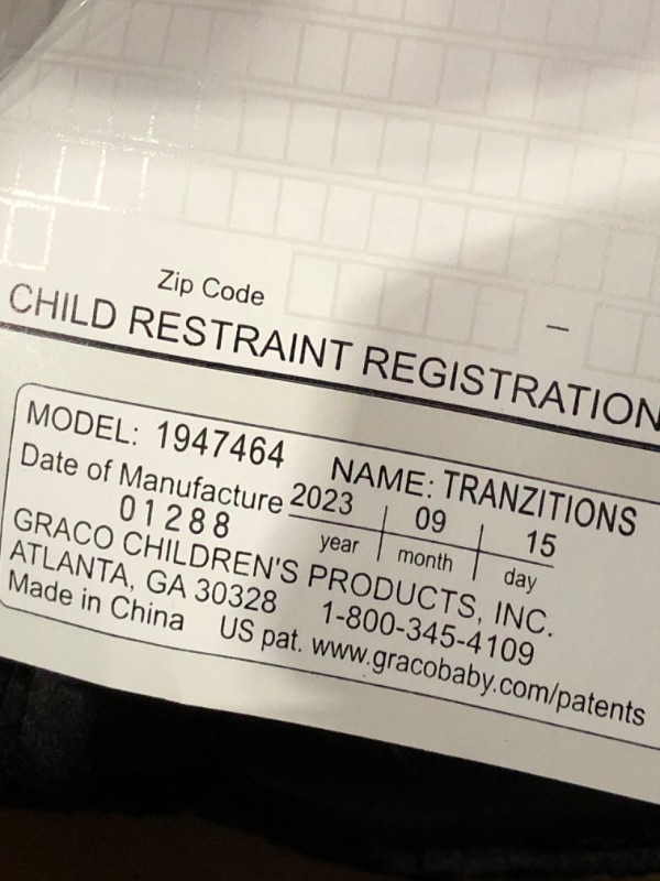 Photo 4 of **MANUFACTURED: 09-15-2023**  Graco Tranzitions 3 in 1 Harness Booster Seat, Proof Tranzitions Black