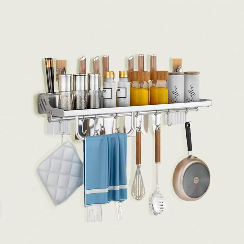 Photo 1 of (READ FULL POST) Hanging Spice Rack Wall Mount knife holder tool storage racks shelving units tableware shelf kitchen rack Stainless Steel spice organizer Rack wall mounted(11.8 Inch, Silver)
