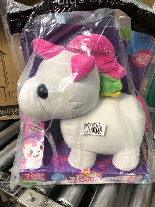 Photo 2 of Adopt Me! Neon Unicorn 12-Inch Light-Up Plush - Soft and Cuddly - Three Light-Up Modes - Directly from The #1 Game, Toys for Kids - Ages 6+