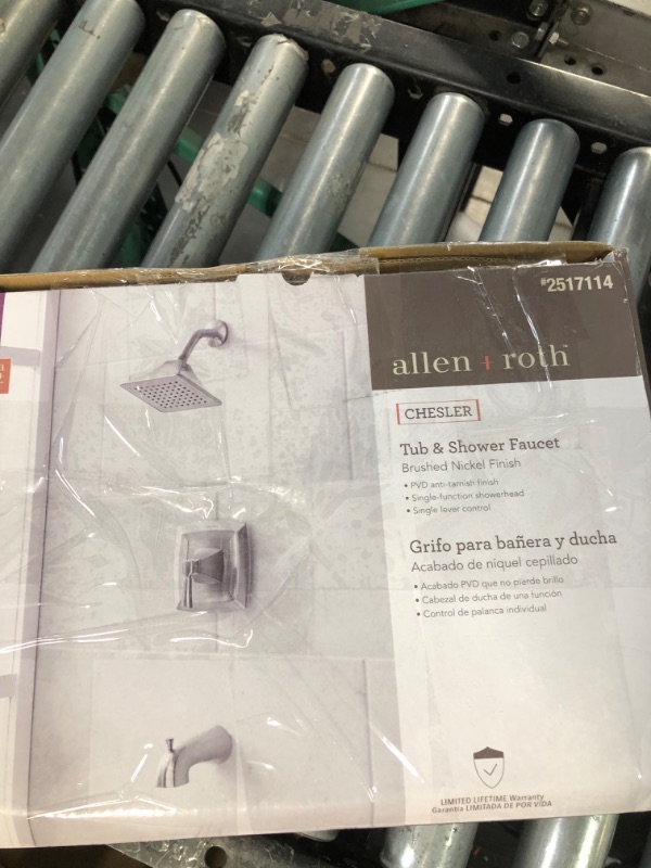 Photo 1 of ***PARTS ONLY NON REFUNDABLE***
allen + roth Chesler Brushed Nickel 1-handle Single Function Square Bathtub and Shower Faucet Valve Included