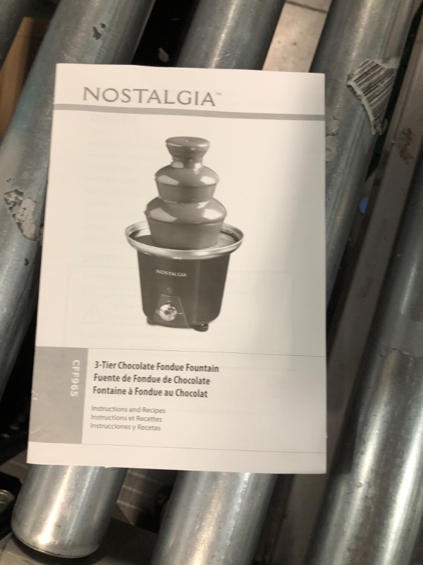 Photo 3 of ***USED - LIKELY MISSING PARTS - UNABLE TO VERIFY FUNCTIONALITY***
Nostalgia Electric Chocolate Fondue Fountain, 24-Ounce, 3-Tier Set, Fountain Machine for Cheese, Melting Chocolate, Liqueurs, Black