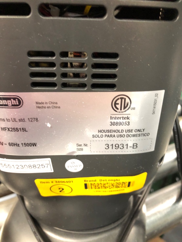 Photo 2 of ***PARTS ONLY NON REFUNDABLE***
DeLonghi Up to 1500-Watt Ceramic Tower Indoor Electric Space Heater with Thermostat and Remote Included