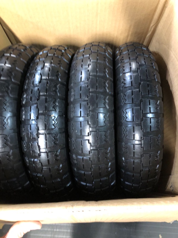 Photo 2 of (4-Pack) 13‘’ Tire for Gorilla Cart - Solid Polyurethane Flat-Free Tire and Wheel Assemblies - 3.15” Wide Tires with 5/8 Axle Borehole and 2.1”