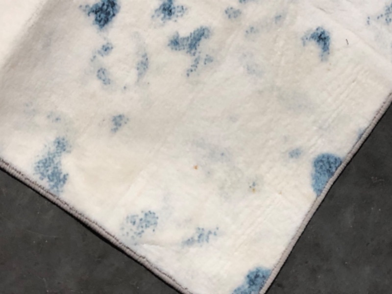 Photo 3 of ***USED - DIRTY - NO PACKAGING***
Washable Soft Area Rug, 8x10 Modern Abstract Design Rugs, Stain Resistant Blue/Cream