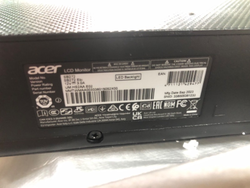 Photo 1 of **TURNS ON BUT UNABLE TO FULLY TEST**  27" Essential SB2 Monitor - SB272 EBI
