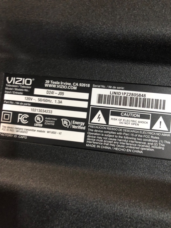 Photo 6 of **TURNS ON BUT UNABLE TO FULLY TEST**  VIZIO 24-inch D-Series Full HD 1080p Smart TV  D24f-J09, 2022 Model 24 in 1080p Bezel