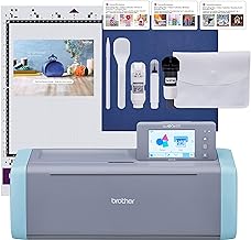 Photo 1 of  Brother ScanNCut SDX125E Electronic DIY Cutting Machine & CADXMATF12 ScanNCut DX Fabric Mat, No Color Grey/Aqua Cutting Machine + Mat