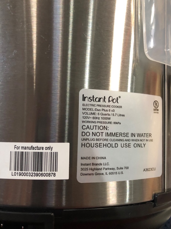 Photo 3 of **READ NOTES,MAJOR DAMAGE, SOLD FOR PARTS, NON-REFUNDABLE**
Instant Pot Duo Plus 9-in-1 Electric Pressure Cooker