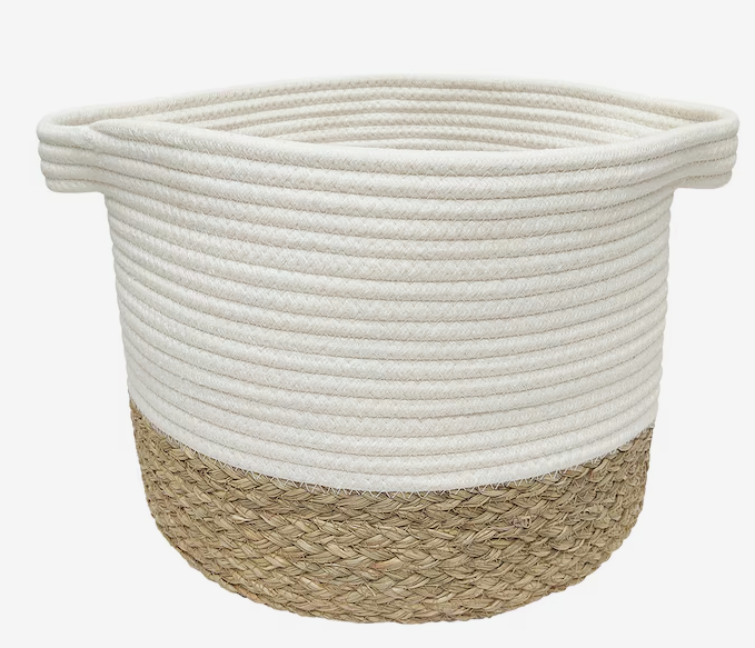 Photo 1 of allen + roth Rope and sea grass 12-in W x 9.5-in H x 12-in D Beige and Natural Sea Grass Basket
