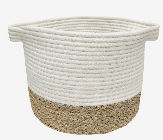 Photo 1 of allen + roth Rope and sea grass 12-in W x 9.5-in H x 12-in D Beige and Natural Sea Grass Basket- pack of 2 
