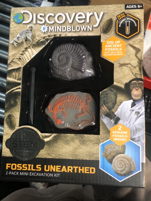 Photo 1 of Discovery #MINDBLOWN Mini Fossil Dig Set, 2 Pack Excavation Kit, Interactive Archaeology Paleontology Experiment, Learn Science, Fun and Educational STEM Toy for Kids Ages 6 and Up