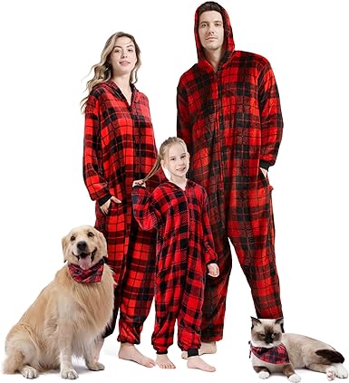 Photo 1 of GARRULO Family Christmas Pajamas Matching Set,2023 One-Piece Flannel Buffalo Plaid Pjs