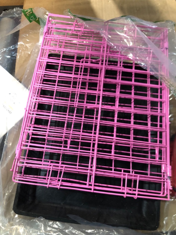 Photo 2 of **NONREFUNDABLE**FOR PARTS OR REPAIR**SEE NOTES**
SMALL MidWest Homes for Pets Single Door iCrate 24" Pink Folding Metal Dog Crate w/ Divider Panel, Floor Protecting "Roller" Feet & Leak Proof (HOT PINK) SMALL
