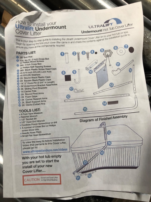 Photo 3 of ***FABRIC MISSING*** UltraLift Under Mount Spa Cover Lift