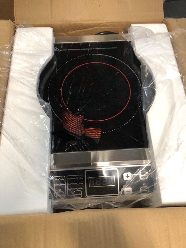 Photo 3 of ***BROKEN-USE FOR PARTS ONLY***Induction Cooker,3500W High Power Commercial Induction Cooker, 9.5-Inch Enlarged Double-Layer Heating Plate, 8-Speed Power Adjustment, Brushed Stainless Steel Process, Waterproof, Leak-Proof