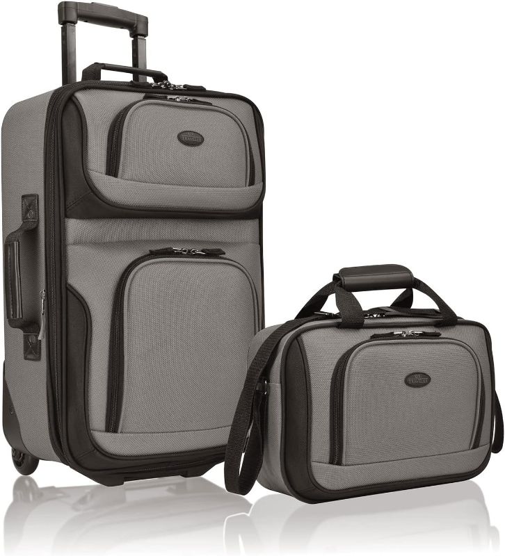 Photo 1 of ***USED - NO PACKAGING***
U.S. Traveler Rio Rugged Fabric Expandable Carry-on Luggage Set 2 Wheel Grey