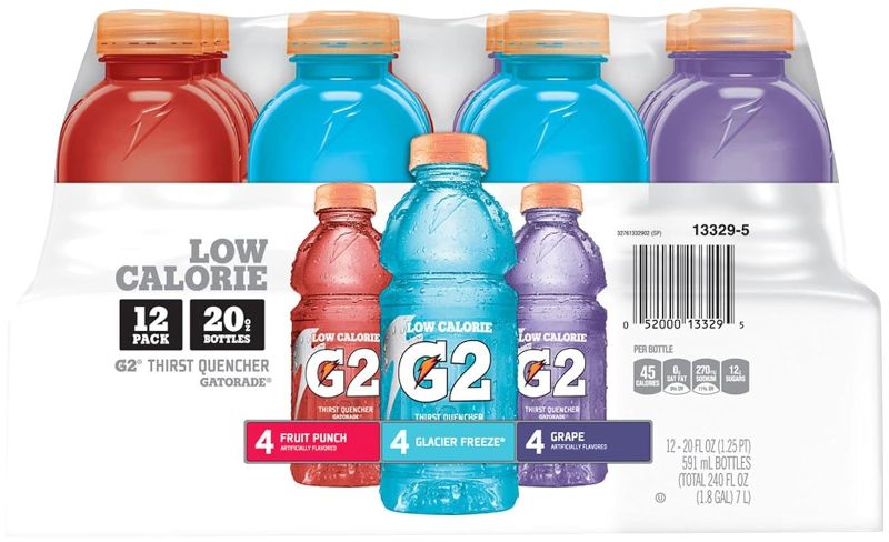 Photo 1 of ***EXPIRED 1-10-2024***Gatorade G2 Thirst Quencher, 3 Flavor Variety Pack, 12oz Bottles (24 Pack) Grape Variety Pack