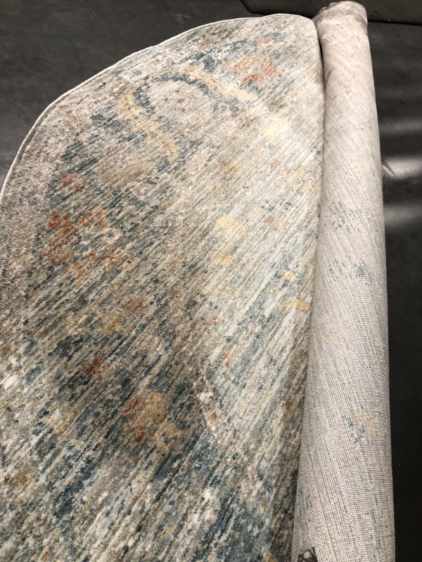 Photo 3 of (ROUND) Magnolia Home by Joanna Gaines x Loloi Millie MIE-04 Collection Slate / Multi 5'-3" x 5'-3" Round Area Rug 5'-3" x 5'-3" Round Slate / Multi