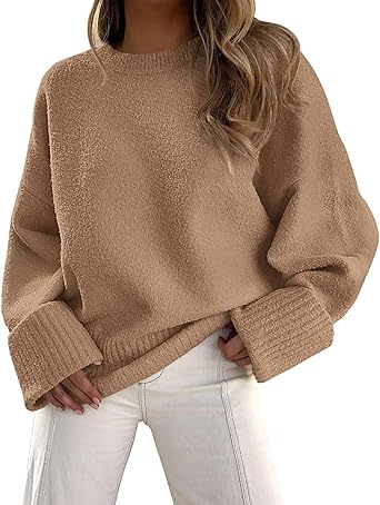 Photo 1 of (MEDIUM) PRETTYGARDEN Women Fall Oversized Sweaters Casual Crewneck Pullover Long Sleeve Fuzzy Chunky Knit Tops Blouse
