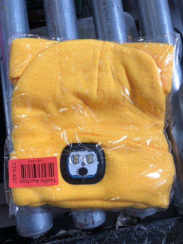 Photo 1 of (2 PACK) LED Beanie with Light,Unisex USB Rechargeable Hands Free 4 LED Headlamp Cap Winter Knitted Night Lighted Hat Flashlight Women Men Gifts  (YELLOW)