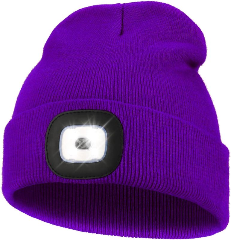 Photo 1 of (2 PACK) Unisex LED Beanie with Light, USB Rechargeable