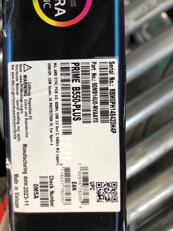 Photo 3 of ASUS Prime B550-PLUS AMD AM4 Zen 3 Ryzen 5000 & 3rd Gen Ryzen ATX Motherboard (PCIe 4.0, ECC Memory, 1Gb LAN, HDMI 2.1, DisPlayPort 1.2 (4K@60HZ), Addressable Gen 2 RGB Header and Aura Sync)