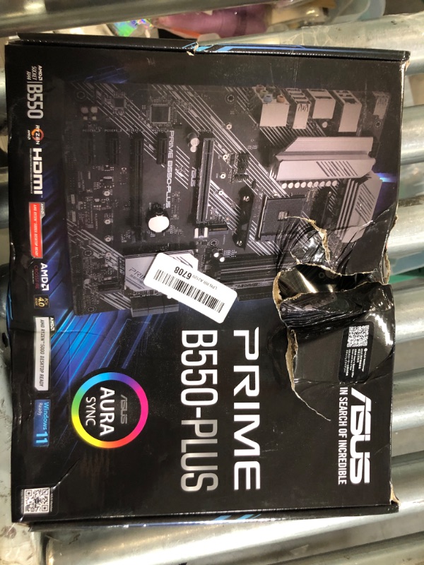 Photo 2 of ASUS Prime B550-PLUS AMD AM4 Zen 3 Ryzen 5000 & 3rd Gen Ryzen ATX Motherboard (PCIe 4.0, ECC Memory, 1Gb LAN, HDMI 2.1, DisPlayPort 1.2 (4K@60HZ), Addressable Gen 2 RGB Header and Aura Sync)