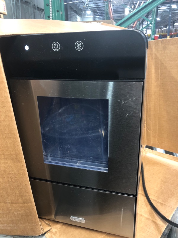 Photo 2 of (MINOR DAMAGE, NO RETURNS) Gevi Household V2.0 Countertop Nugget Ice Maker | Self-Cleaning Pellet Ice Machine | Stainless Steel Housing |16.9''H Fits Perfectly Under Wall Cabinet | Black with Viewing Window Nugget Ice Black with Viewing Window