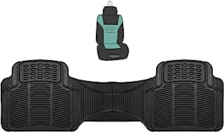 Photo 1 of FH Group F11306BLACKREAR Universal Fit Trimmable Non-Slip Vinyl Black Automotive Floor Mats fits most Cars, SUVs, and Trucks - Rear Set Black - Rear