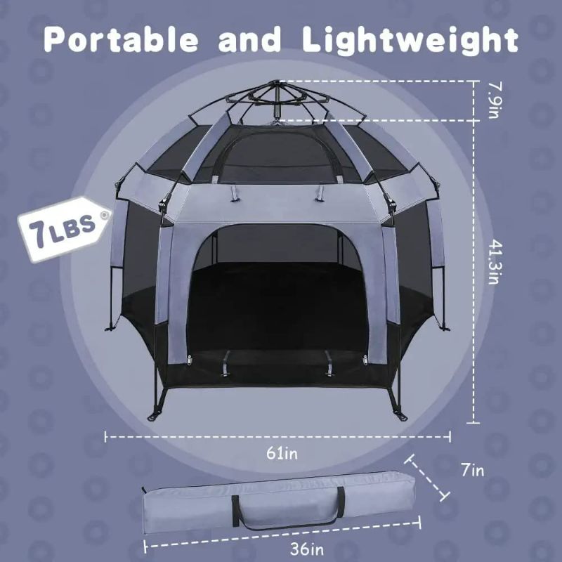 Photo 6 of Baby Playpen Play Yard,61" Portable Beach Tent with Canopy Sun Shelter