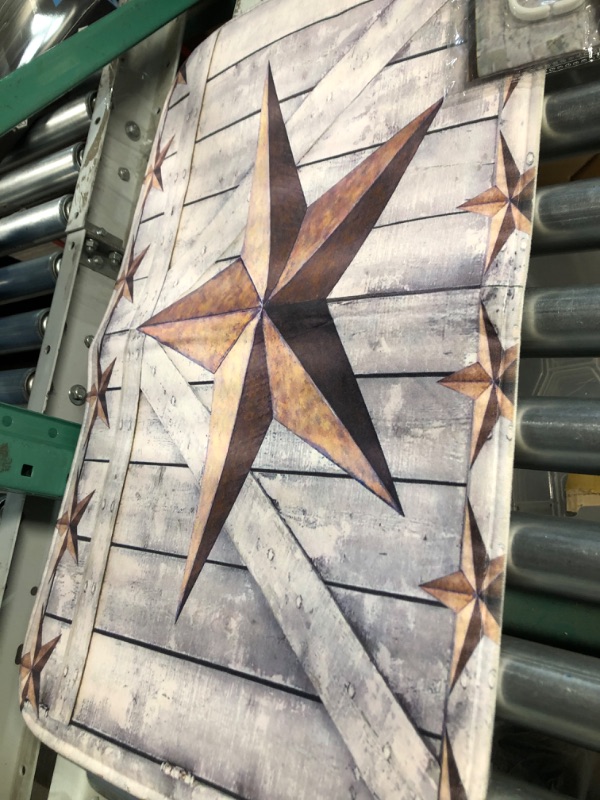 Photo 4 of ***read clerk comments
Five-Pointed Star Shower Curtain Set Vintage Brown Plank Wall Wooden Barn Door Pattern Waterproof Bath Curtain Sets with Rugs