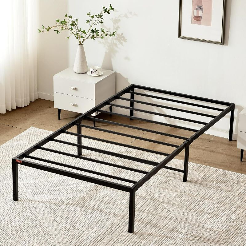 Photo 1 of (READ FULL POST) VEVOR 14 Inch Twin Metal Bed Frame Platform, No Box Spring Needed, Embedded Mattress Foundation with Steel Slat Support, Easy Assembly, Noise Free
