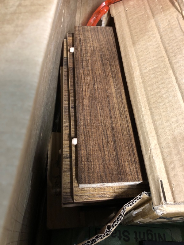 Photo 1 of ***USED - MISSING PARTS - SEE COMMENTS***
VECELO Modern Versatile Nightstands X-Design Side End Table Night Stand Storage Shelf with Bin Drawer, Set of 2 (Brown)