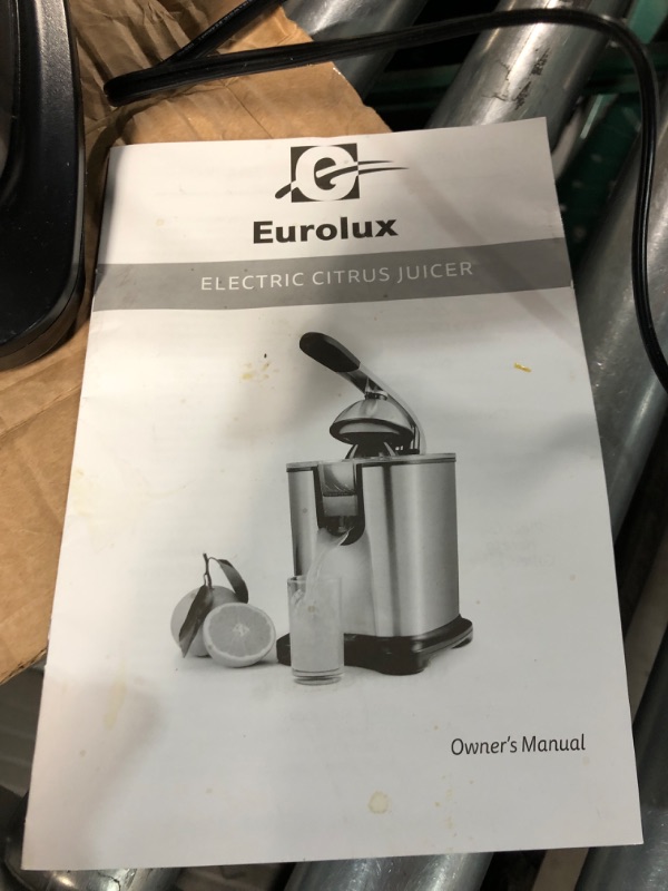Photo 4 of (minor damaged see photos and notes) 
Eurolux ELCJ-1600 Electric Citrus Juicer - Powerful Electric Oranges Juicer and for Lemons with New and Improved Juicing Technology - Stainless Steel Orange Juicer with Soft Grip Handle and Cone Lid ELCJ-1600S