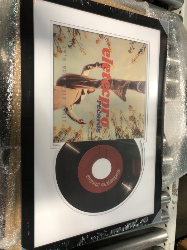 Photo 1 of eletecpro Black Record Frame 16x 24 Inches, Jukebox Album Frames for 12x12 Inches Vinyl Records, Wall Mounting, with 2 Mats, Black and White Black 1