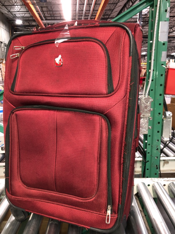 Photo 5 of (minor damage see photos and notes) (no returns) 
SwissGear Sion Softside Expandable Luggage, Burgandy, Checked-Medium 25-Inch Checked-Medium 25-Inch Burgandy