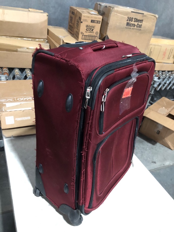 Photo 6 of (minor damage see photos and notes) (no returns) 
SwissGear Sion Softside Expandable Luggage, Burgandy, Checked-Medium 25-Inch Checked-Medium 25-Inch Burgandy