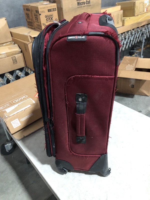 Photo 7 of (minor damage see photos and notes) (no returns) 
SwissGear Sion Softside Expandable Luggage, Burgandy, Checked-Medium 25-Inch Checked-Medium 25-Inch Burgandy