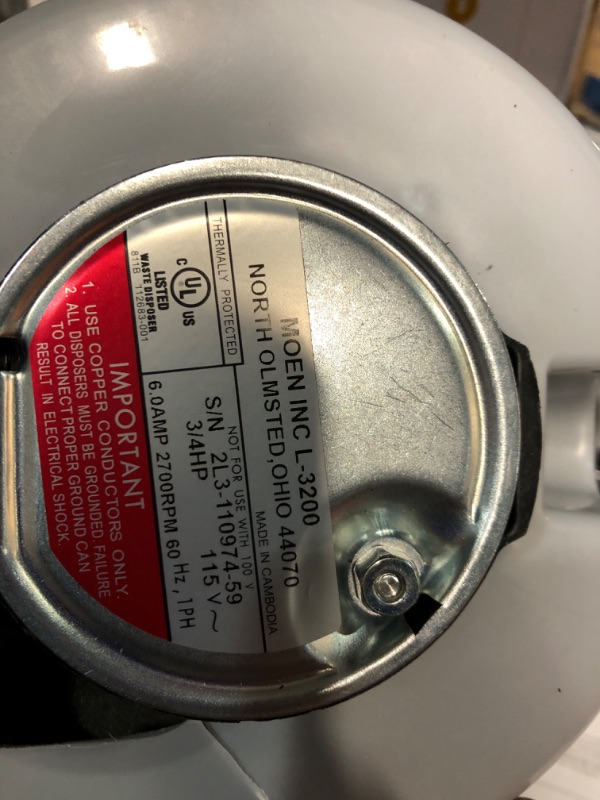 Photo 3 of **NONREFUNDABLE**FOR PARTS OR REPAIR**SEE NOTES**
Waste King L-3200 Garbage Disposal with Power Cord, 3/4 HP , Gray
