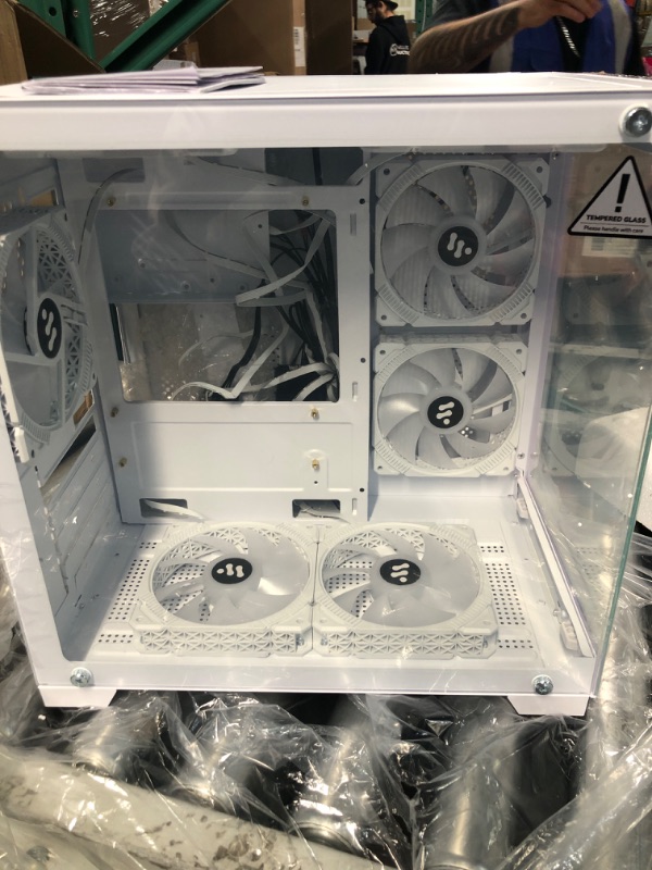 Photo 3 of KEDIERS Micro ATX Tower PC Case 7 ARGB Fans Gaming PC Mini Case with 2*Tempered Glass White C770 white