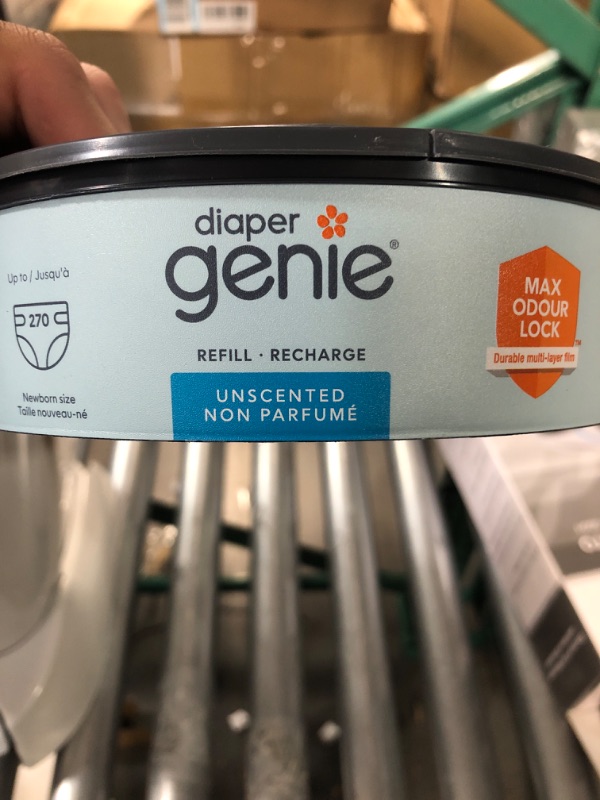 Photo 4 of (see notes) Playtex Diaper Genie Complete Pail with Built-In Odor Controlling Antimicrobial, Includes Pail and 1 Refill, Gray Pail, 2 Piece Set.