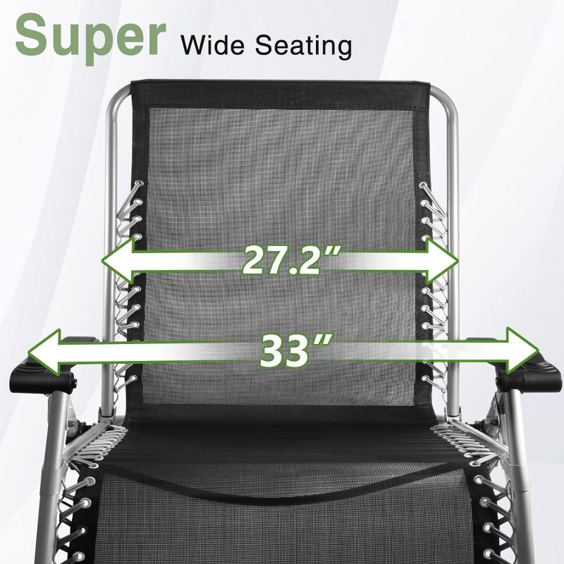 Photo 4 of (READ FULL POST) Slendor Oversized Padded Zero Gravity Chair XXL, 33inch Zero Gravity Recliner, Folding Reclining Lounge Chair.