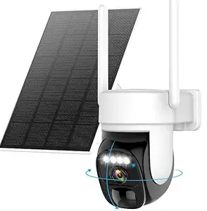 Photo 1 of Hawkray Solar Security Cameras Wireless Outdoor ?2K 360° View Pan Tilt Low Power Consumption WiFi Security Cameras with AI Motion Detection, Two-Way Audio,Color Night Vision