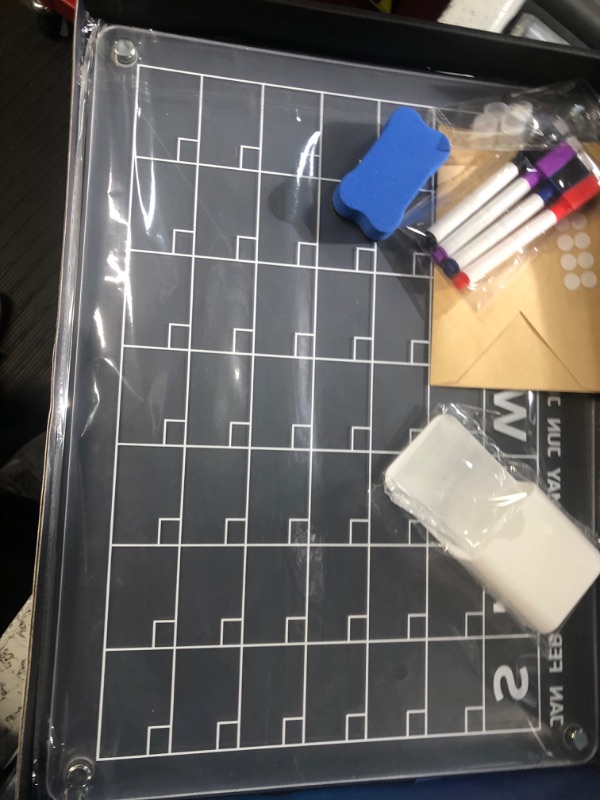 Photo 1 of Acrylic Magnetic Calendar for Fridge, The Clear Acrylic Magnetic Dry Erase Planner Board 