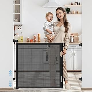Photo 1 of Baby Gates Extra Wide - Mesh Baby Gate Porch Decks Sliding Safety Gates for Kids Or Pets Extendable 55" Wide 33" 