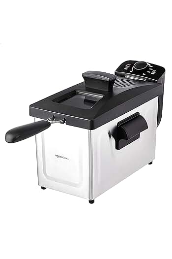 Photo 1 of (See Notes) Amazon Basics 3 Liter Electric Deep Fryer, Stainless Steel