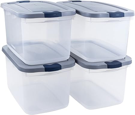 Photo 1 of (ONLY 3) Rubbermaid Roughneck Clear 66 Qt/16.5 Gal Storage Containers, Pack of 3 with Latching Grey Lids, Visible Base, Sturdy and Stackable, Great for Storage and Organization