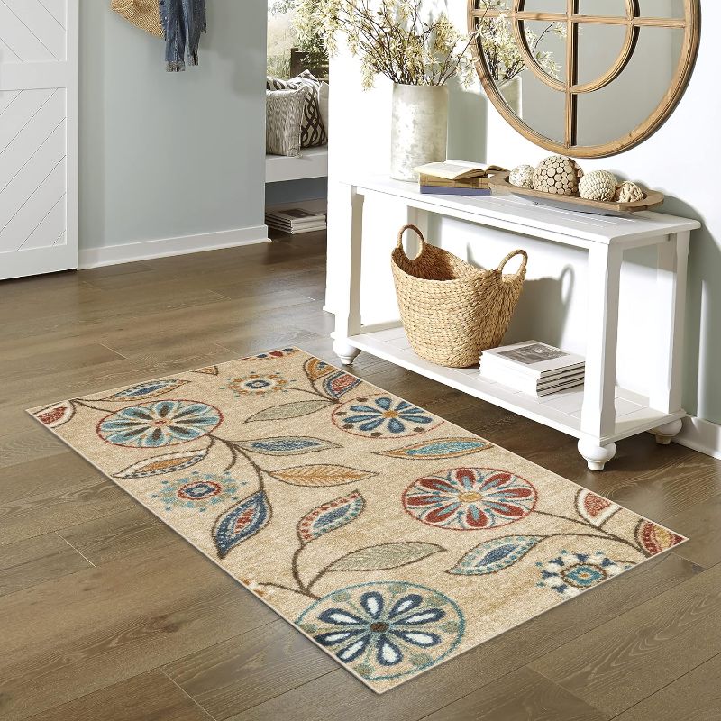 Photo 1 of Maples Rugs Reggie Floral Kitchen Rugs Non Skid Accent Area Carpet