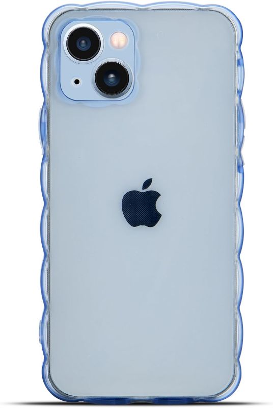 Photo 1 of CoolBELL Case Compatible with iPhone 14 6.1 Inches Clear Case Wave Frame Cute Design, Soft TPU Protective Cover(Clear Blue)
